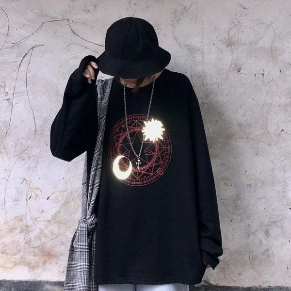 women's hoodies & sweatshirts oversize men women casual printed patchwork pullovers goth plus size gothic moon sun print reflective, Black
women's hoodies & sweatshirts oversize men women casual printed patchwork pullovers goth plus size gothic moon sun print reflective, Black