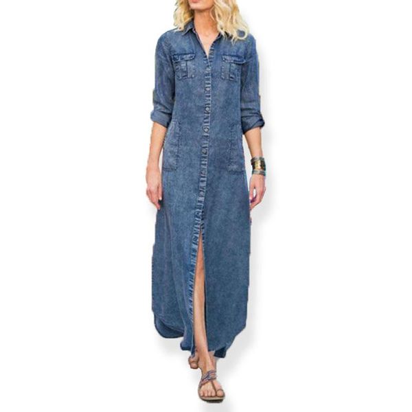 casual dresses maxi dress fashion long sleeve denim buttons down loose women turn collar woman y, Black;gray
casual dresses maxi dress fashion long sleeve denim buttons down loose women turn collar woman y, Black;gray