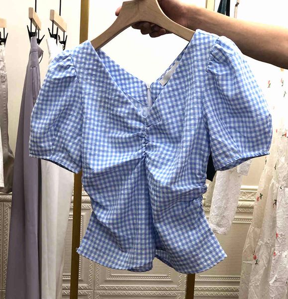 summer new pleated fashion slim women's plaid loose v-neck puff sleeve shirt 210421, White
summer new pleated fashion slim women's plaid loose v-neck puff sleeve shirt 210421, White