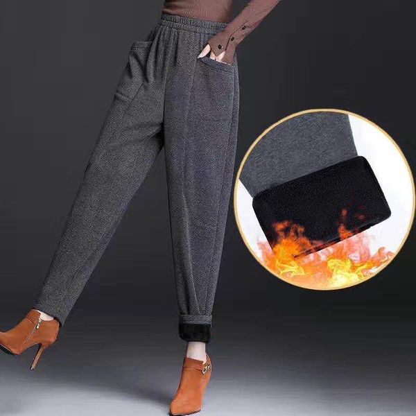 women's & capris winter velvet thick trousers women plus size loose elastic casual sportswear harem warm high waist ladies pants, Black;white
women's & capris winter velvet thick trousers women plus size loose elastic casual sportswear harem warm high waist ladies pants, Black;white