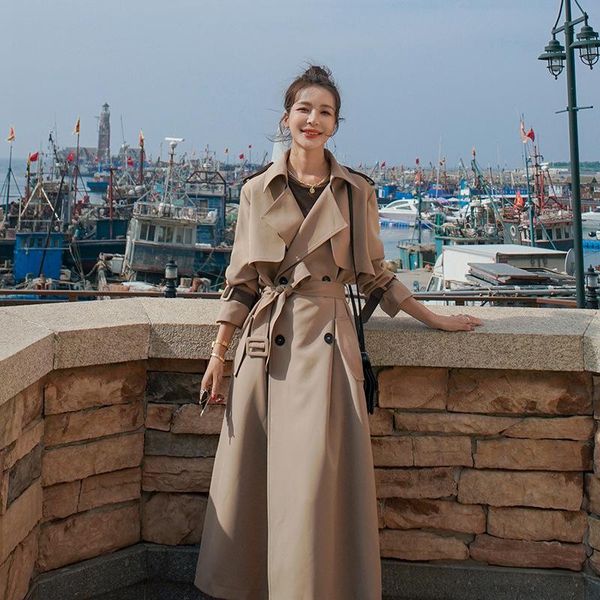 khaki windbreaker women's middle long 2021 spring and autumn korean loose temperament over the knee coat trench coats, Tan;black
khaki windbreaker women's middle long 2021 spring and autumn korean loose temperament over the knee coat trench coats, Tan;black