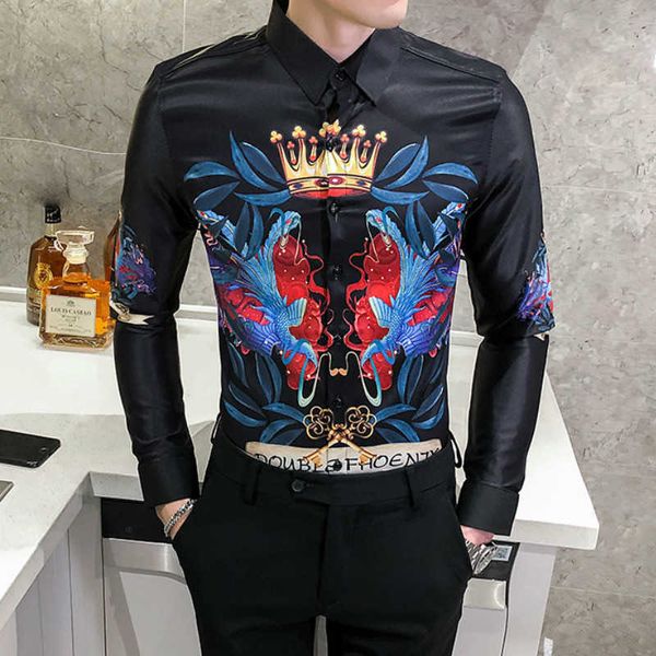 crown print men shirt autumn slim fit casual shirts luxury camisa masculina long sleeve streetwear social party blouse ropa 210527, White;black
crown print men shirt autumn slim fit casual shirts luxury camisa masculina long sleeve streetwear social party blouse ropa 210527, White;black
