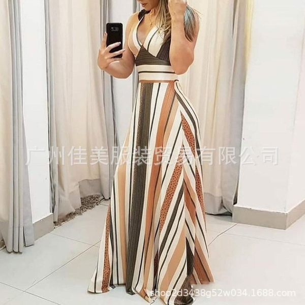 plus size dresses women long dress v neck sleeveless slim stripe printing and color matching party night evening elegant, Black
plus size dresses women long dress v neck sleeveless slim stripe printing and color matching party night evening elegant, Black