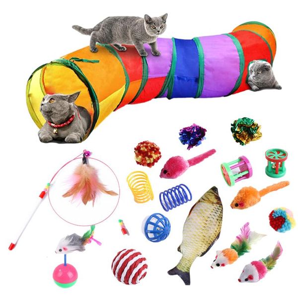 cat toys 18pcs kit collapsible tunnel toy fun channel feather balls mice shape pet kitten dog interactive play supplies
cat toys 18pcs kit collapsible tunnel toy fun channel feather balls mice shape pet kitten dog interactive play supplies