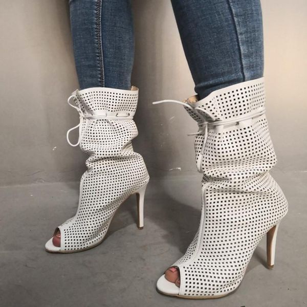 boots fashion trend hollow out upper lace up women thin mid-calf round open toe half knee high summer booty big size 47, Black
boots fashion trend hollow out upper lace up women thin mid-calf round open toe half knee high summer booty big size 47, Black