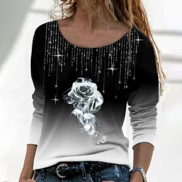 women's blouses & shirts casual blouse broken line rhinestone stylish loose fit o-neck women autumn, White
women's blouses & shirts casual blouse broken line rhinestone stylish loose fit o-neck women autumn, White