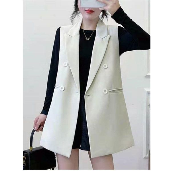 women's vests women 2021 spring autumn fashion waistcoat female casual slim long suit jacket ladies sleeveless blazer vest outwear h13, Black;white
women's vests women 2021 spring autumn fashion waistcoat female casual slim long suit jacket ladies sleeveless blazer vest outwear h13, Black;white