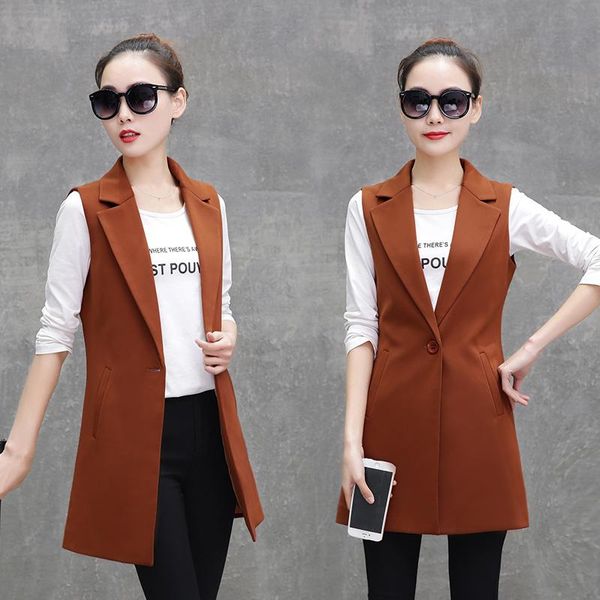 women's vests spring autumn women medium long vest single button slim solid waistcoat sleeveless black caramel coats jakcet office lady, Black;white
women's vests spring autumn women medium long vest single button slim solid waistcoat sleeveless black caramel coats jakcet office lady, Black;white