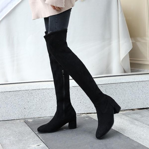 boots 2021 women's over the knee fall/winter square toe shoes elastic flocking pu heel size 34-45, Black
boots 2021 women's over the knee fall/winter square toe shoes elastic flocking pu heel size 34-45, Black
