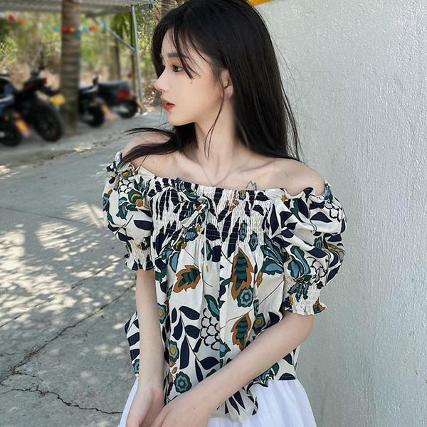 women small square collar floral blouse summer short sleeve bubble shirt women's blouses & shirts, White
women small square collar floral blouse summer short sleeve bubble shirt women's blouses & shirts, White