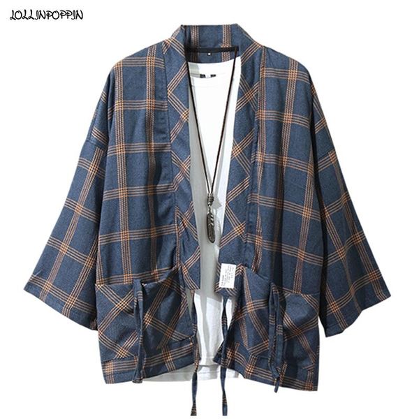 men's jackets japan style men haori plaid kimono jacket stand collar 2021 spring autumn checkered pattern vintage loose coat, Black;brown
men's jackets japan style men haori plaid kimono jacket stand collar 2021 spring autumn checkered pattern vintage loose coat, Black;brown