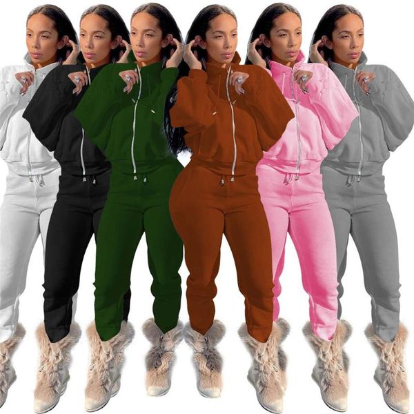 women's two piece pants stand collar tracksuit women jogging matching zipper long sleeve solid color sportswear street wear suits whol, White
women's two piece pants stand collar tracksuit women jogging matching zipper long sleeve solid color sportswear street wear suits whol, White