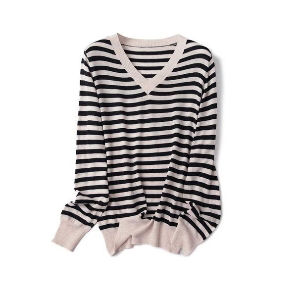 women's sweaters hlbcbg casual v-neck oversize spring autumn thin striped sweater women soft loose chic pullovers girl knit jumper top, White;black
women's sweaters hlbcbg casual v-neck oversize spring autumn thin striped sweater women soft loose chic pullovers girl knit jumper top, White;black