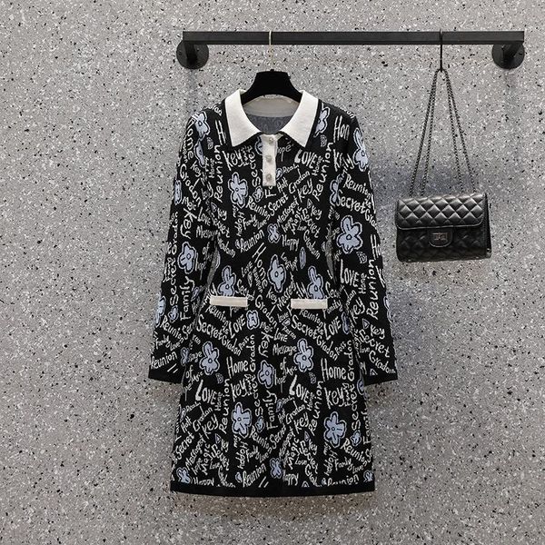 casual dresses runway plus size fall winter letter printing knitted sweater pearl buttons korean women's elegant vestido, Black;gray
casual dresses runway plus size fall winter letter printing knitted sweater pearl buttons korean women's elegant vestido, Black;gray