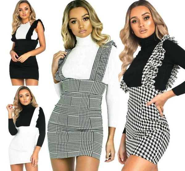casual dresses fashion women dress check dog tooth frill ruffle pinafore high waist party mini holiday slim vestidos, Black;gray
casual dresses fashion women dress check dog tooth frill ruffle pinafore high waist party mini holiday slim vestidos, Black;gray