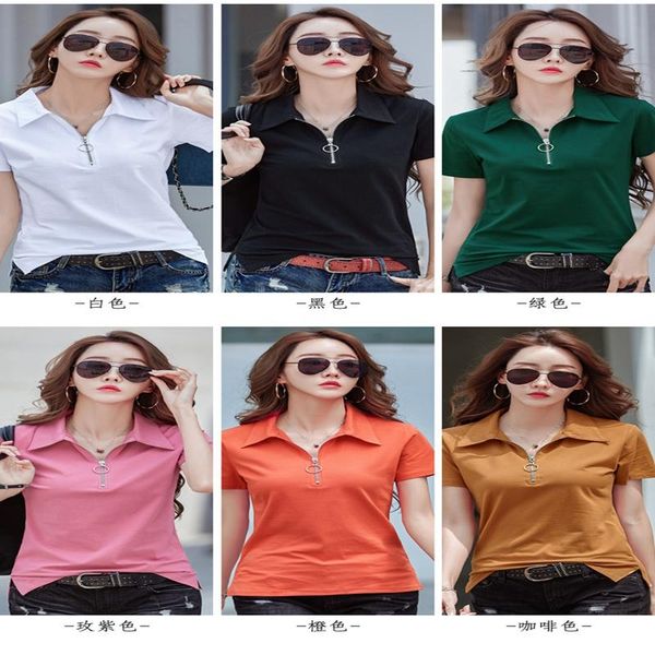 women's polos summer dress 2021 short-sleeved lapel t-shirt 95 cotton shirt business, White
women's polos summer dress 2021 short-sleeved lapel t-shirt 95 cotton shirt business, White