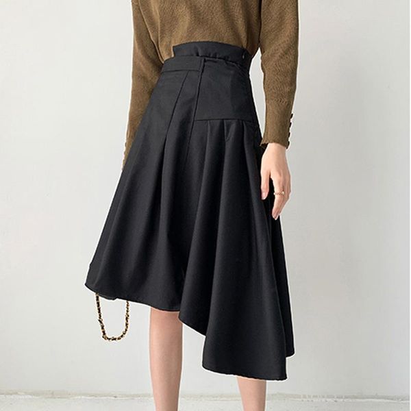 skirts girly a-line irregular high waist women zipper black pleated skirt street elegant korean design
skirts girly a-line irregular high waist women zipper black pleated skirt street elegant korean design