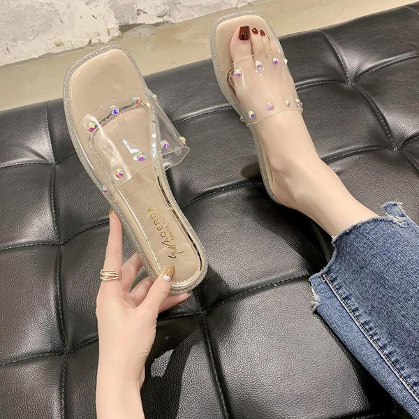 slippers solid transparent women shoes woman slides 2021 summer fashion low heels metal rivet soft bottom beach, Black
slippers solid transparent women shoes woman slides 2021 summer fashion low heels metal rivet soft bottom beach, Black
