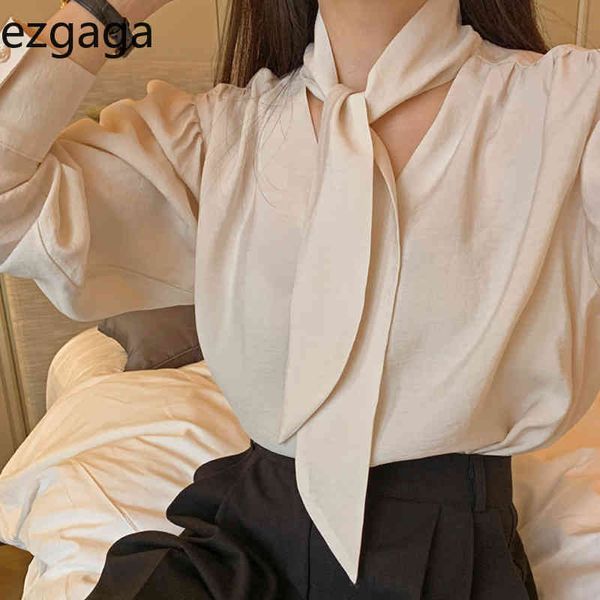 ezgaga blouse women chic french style lace up loose solid long lantern sleeve office lady elegant shirts spring fashion blusas 210430, White
ezgaga blouse women chic french style lace up loose solid long lantern sleeve office lady elegant shirts spring fashion blusas 210430, White