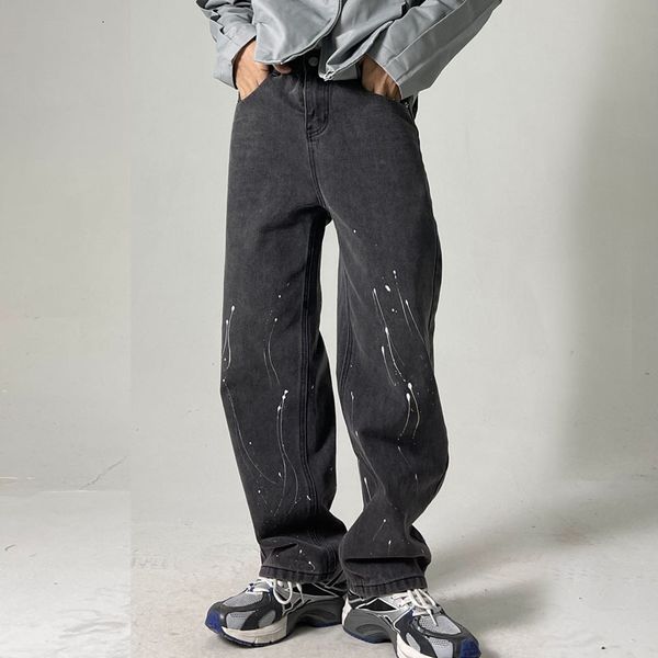 men's jeans men paint retro casual straight pant male streetwear hip hop vintage denim trousers 674g, Blue
men's jeans men paint retro casual straight pant male streetwear hip hop vintage denim trousers 674g, Blue