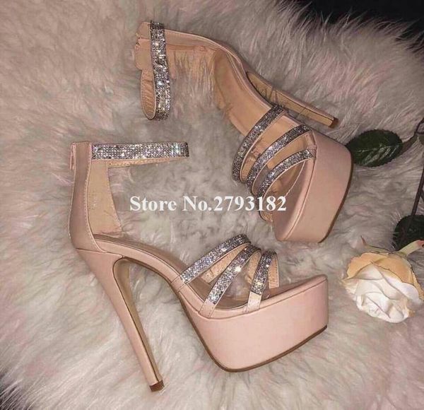 women luxurious bling rhinestone straps high platform sandals crystal nude black back zipper-up heel
women luxurious bling rhinestone straps high platform sandals crystal nude black back zipper-up heel