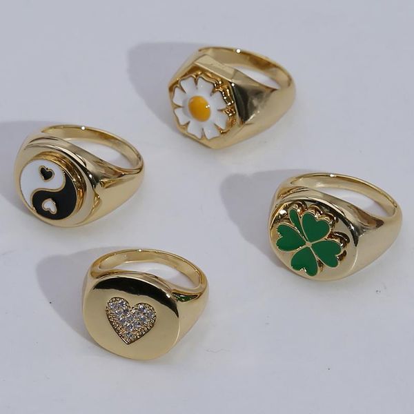 cluster rings 2021 summer colorful for women gold plated heart yin-yang daisy flower enamel party couple ring gift jewelry, Golden;silver
cluster rings 2021 summer colorful for women gold plated heart yin-yang daisy flower enamel party couple ring gift jewelry, Golden;silver