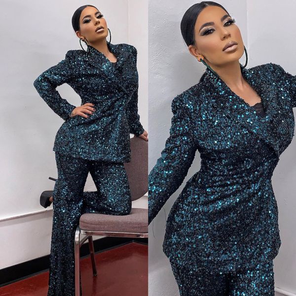 2 pcs sequins prom dresses for women slim fit pant suit elegant evening formal party second reception gowns vestido de novia, Black
2 pcs sequins prom dresses for women slim fit pant suit elegant evening formal party second reception gowns vestido de novia, Black