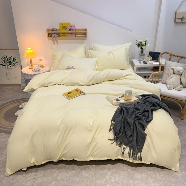 bedding sets 4pcs bed sheet set king size milky color for double plain dyed minimalist style quilt cover funda nordica
bedding sets 4pcs bed sheet set king size milky color for double plain dyed minimalist style quilt cover funda nordica