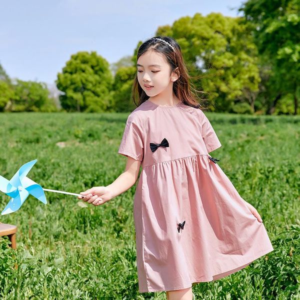 girl dresses summer 2021 pure cotton pink bow princess loose edition for girls ages 3 to 13 girl's, Red;yellow 
girl dresses summer 2021 pure cotton pink bow princess loose edition for girls ages 3 to 13 girl's, Red;yellow