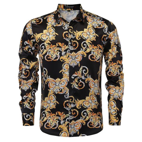 men's casual shirts 2021 floral flower print mens slim fit baroque party prom formal for men, White;black
men's casual shirts 2021 floral flower print mens slim fit baroque party prom formal for men, White;black