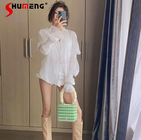 women's blouses & shirts 2021 summer women fashion stylish shirt ladies chic korean style solid color turn-down collar full length slee, White
women's blouses & shirts 2021 summer women fashion stylish shirt ladies chic korean style solid color turn-down collar full length slee, White