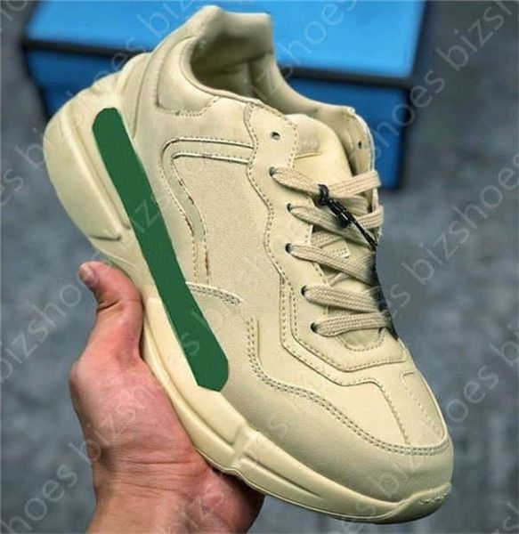 2021 rhyton vintage trainer sneaker clunky leather strawberry lip apple green red stripe luxurys runner trainers designer casual shoes, Black
2021 rhyton vintage trainer sneaker clunky leather strawberry lip apple green red stripe luxurys runner trainers designer casual shoes, Black