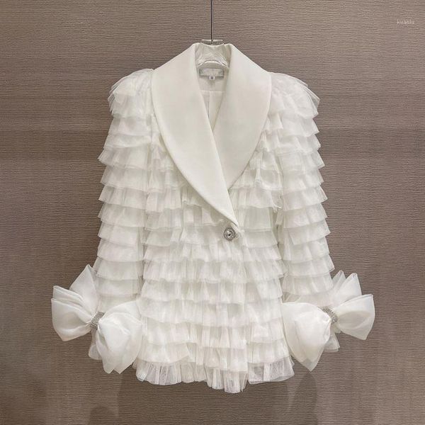 women's suits & blazers sweet bow diamond buttons white suit blazer coats women layered mesh feather slim jacket 2021 autumn fashion cl, White;black
women's suits & blazers sweet bow diamond buttons white suit blazer coats women layered mesh feather slim jacket 2021 autumn fashion cl, White;black