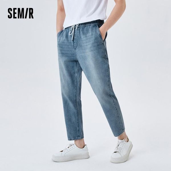 men's jeans semir men summer 2021 retro style brand drawstring elastic waist casual jogging ninth point demin pants, Blue
men's jeans semir men summer 2021 retro style brand drawstring elastic waist casual jogging ninth point demin pants, Blue
