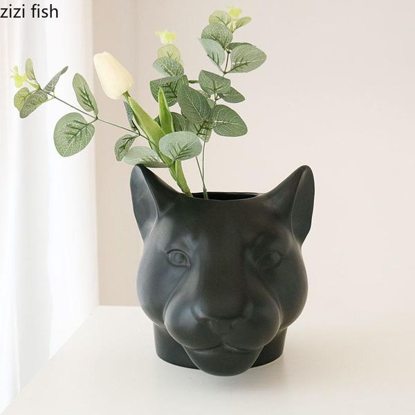 vases matte black ceramic flower vase animal head decorative leopard ornaments crafts arrangement hydroponic
vases matte black ceramic flower vase animal head decorative leopard ornaments crafts arrangement hydroponic