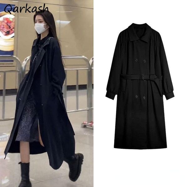 women's trench coats black women windbreaker coat ulzzang autumn fashion all-match streetwear elegant french style ropa mujer wide-wais, Tan;black
women's trench coats black women windbreaker coat ulzzang autumn fashion all-match streetwear elegant french style ropa mujer wide-wais, Tan;black