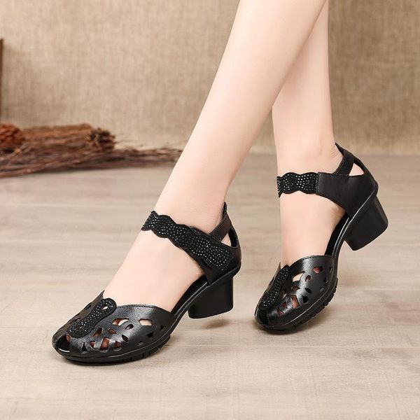 sandals 2021 summer women's shoes medium block heel hollow out women mother peep toe, Black
sandals 2021 summer women's shoes medium block heel hollow out women mother peep toe, Black