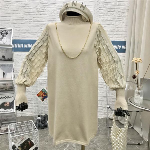 casual dresses small design sense stitching knitted dress 2021 winter half high neck temperament thin, Black;gray
casual dresses small design sense stitching knitted dress 2021 winter half high neck temperament thin, Black;gray