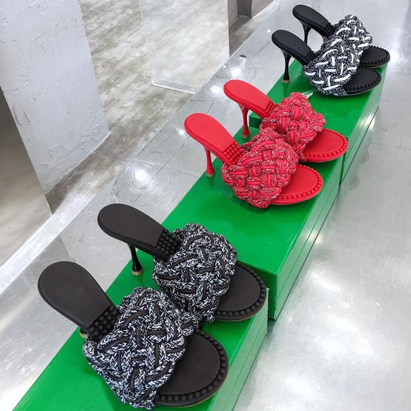 2021 classic designer women sandals weave slippers high heels party dress shoes 9.5 cm with box xq-238, Black
2021 classic designer women sandals weave slippers high heels party dress shoes 9.5 cm with box xq-238, Black