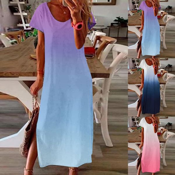 gradient maxi long printed sundress womens dress casual short sleeve vestidos female robe plus size split summer, Black;gray
gradient maxi long printed sundress womens dress casual short sleeve vestidos female robe plus size split summer, Black;gray