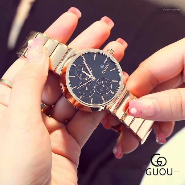 the fashion trend with calendar gold steel belt personalized ladies watch wristwatches, Slivery;brown
the fashion trend with calendar gold steel belt personalized ladies watch wristwatches, Slivery;brown
