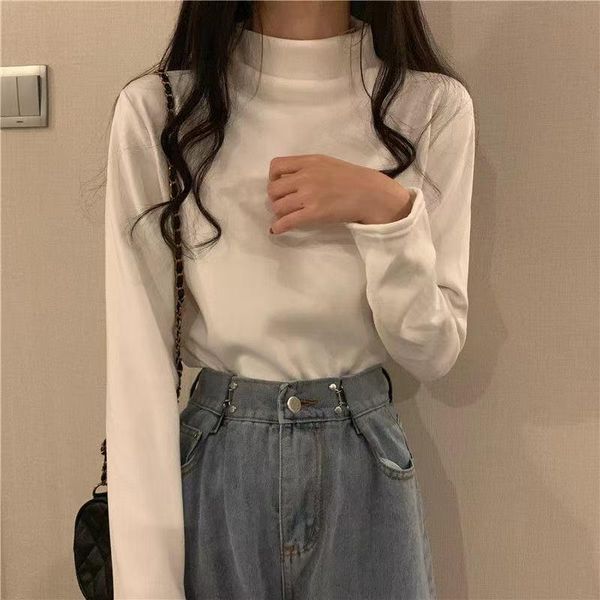 women's sweaters half-high collar bottoming shirt autumn and winter solid color wild slim long-sleeved t-shirt top, White;black
women's sweaters half-high collar bottoming shirt autumn and winter solid color wild slim long-sleeved t-shirt top, White;black