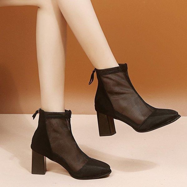 women's mesh high heel sandals spring autumn breathable thick zipper for women 2021 dress casual shoes, Black
women's mesh high heel sandals spring autumn breathable thick zipper for women 2021 dress casual shoes, Black
