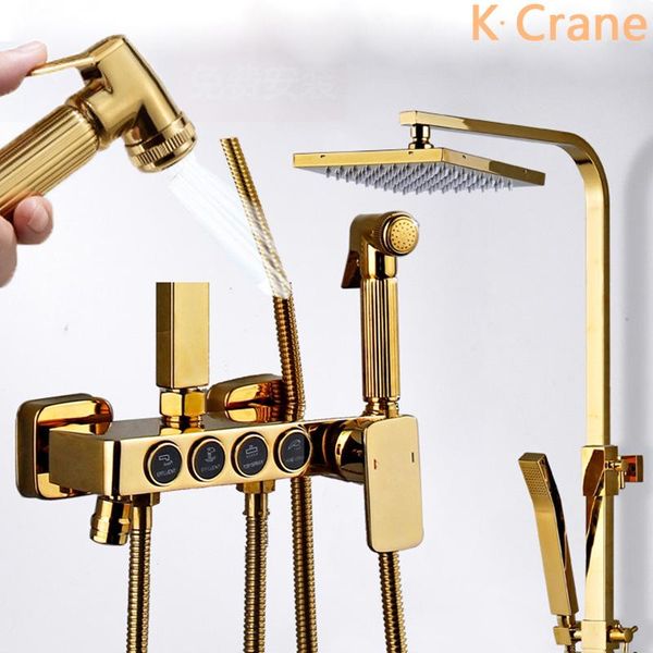 gold shower set bathroom cold thermostatic system wall mount spa rainfall mixer bath faucet modern luxury golden taps sets
gold shower set bathroom cold thermostatic system wall mount spa rainfall mixer bath faucet modern luxury golden taps sets