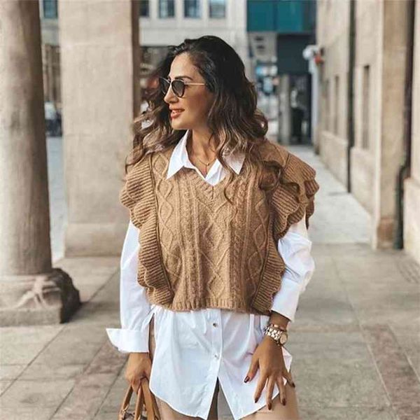women cable-knit vest sweater v-neck waistcoat ruffle trim pullover warm knitted tank 210915, Black;white
women cable-knit vest sweater v-neck waistcoat ruffle trim pullover warm knitted tank 210915, Black;white