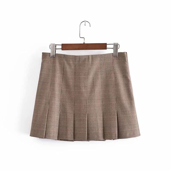 women fashion office wear check mini skirt vintage high waist pleated hem side zipper female skirts mujer 210531, Black
women fashion office wear check mini skirt vintage high waist pleated hem side zipper female skirts mujer 210531, Black