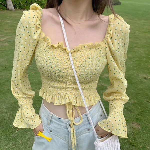 women floral print blouses long sleeve shirt square collar summer fashion 2021 slim blouse women's & shirts, White
women floral print blouses long sleeve shirt square collar summer fashion 2021 slim blouse women's & shirts, White