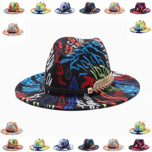 wide brim hats summer special graffiti fedora panama hat tie dyed colorful woolen jazz men women felt wool-like, Blue;gray
wide brim hats summer special graffiti fedora panama hat tie dyed colorful woolen jazz men women felt wool-like, Blue;gray