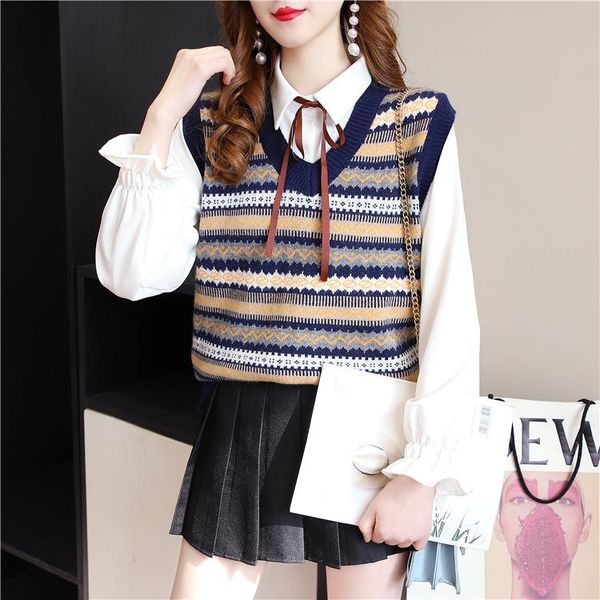 women's knits & tees shirt knitted sleeveless spring and autumn v-neck vest outside the female restoring ancient ways, White
women's knits & tees shirt knitted sleeveless spring and autumn v-neck vest outside the female restoring ancient ways, White