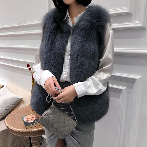 women's fur & faux vest real coat women clothes winter warm thick slim waistcoat vintage vests jacket manteau femme hiver zl690, Black
women's fur & faux vest real coat women clothes winter warm thick slim waistcoat vintage vests jacket manteau femme hiver zl690, Black